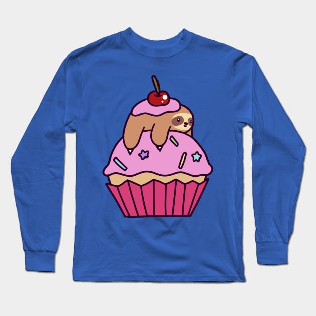 Cupcake Sloth Long Sleeve T-Shirt by saradaboru